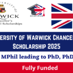 University of Warwick Chancellor Scholarship 2025 – Fully Funded